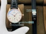Swiss IWC Portugieser Rose Gold Watch White Dial Black Leather 40MM